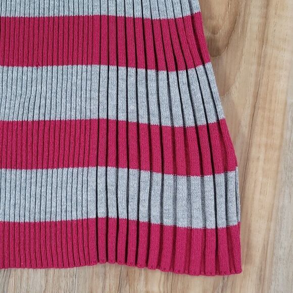 💚Pink Rose Gray & Pink Striped Button Cowl Neck 3/4 Sleeve Sweater Large - Picture 11 of 13